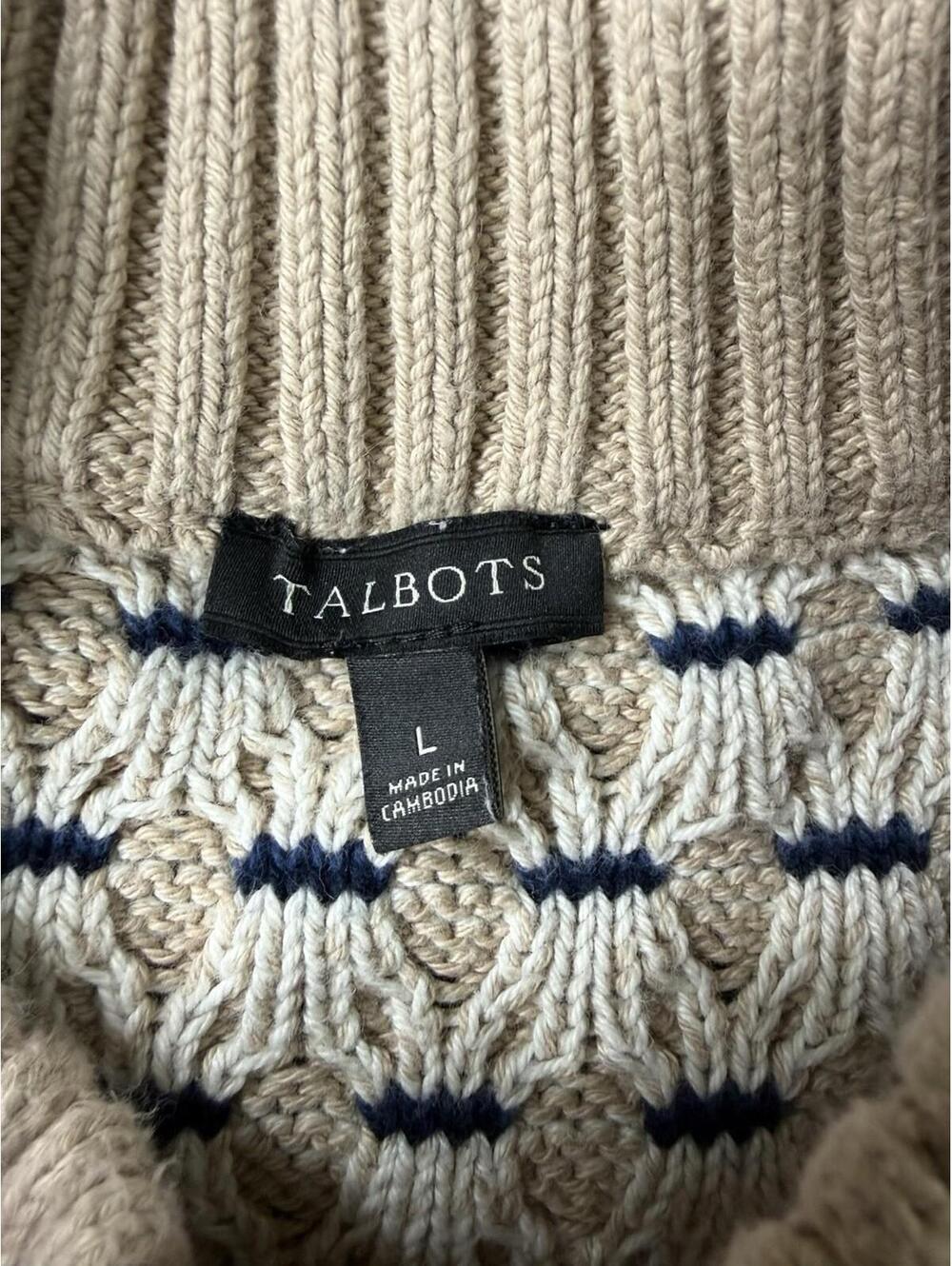 Talbots Sweater Women’s Large Striped Knit Mock Neck Long Sleeve - Picture 2 of 8
